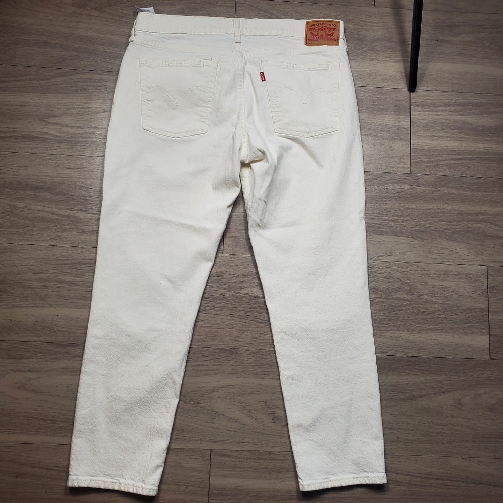 Levi's White Boyfriend Jeans Regular Fit Denim Summer Womans Size 30 - Picture 11 of 12
